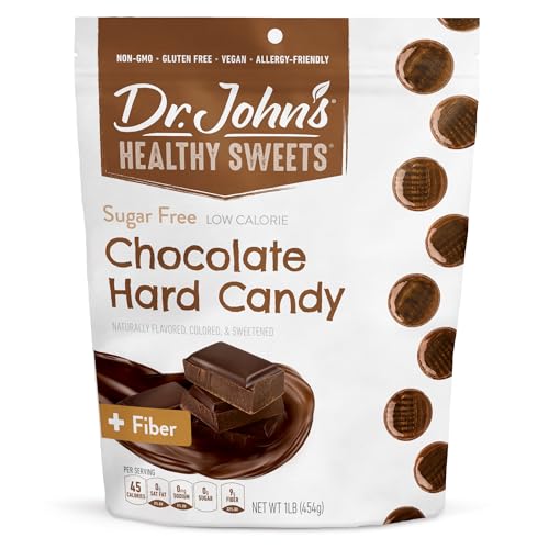 Dr. John’s Sugar Free Candy, Healthy Hard Candy with Zero Sugar, Low Calorie Snacks, Keto Friendly, Vegan, Gluten Free, Chocolate Flavor, 100 Count, 1 LB