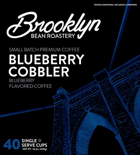 Brooklyn Beans Blueberry Cobbler Coffee Pods, Flavored Gourmet Pack, 40 Count - Compatible with Keurig 2.0 K Cup Brewers - Premium Quality, Rich and Smooth Taste, Single Serve Pods