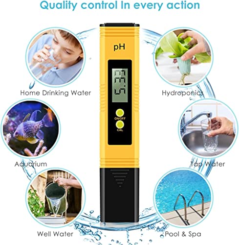 PH Meter - 0-14 PH Measurement Range PH Tester,Digital PH Meter Suitable for Accurate Testing of Drinking Water, Aquariums, Swimming Pools, Hydroponics (Yellow) - Thumbnail 6