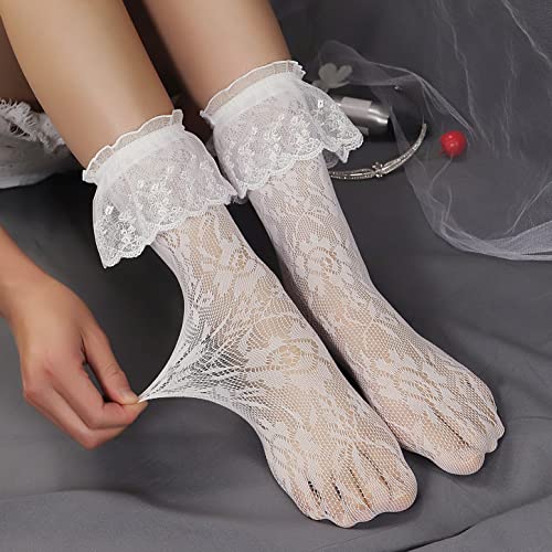 Image of Lovful Women's Lace Anklet Sock with Ruffle, 2 Pairs Set