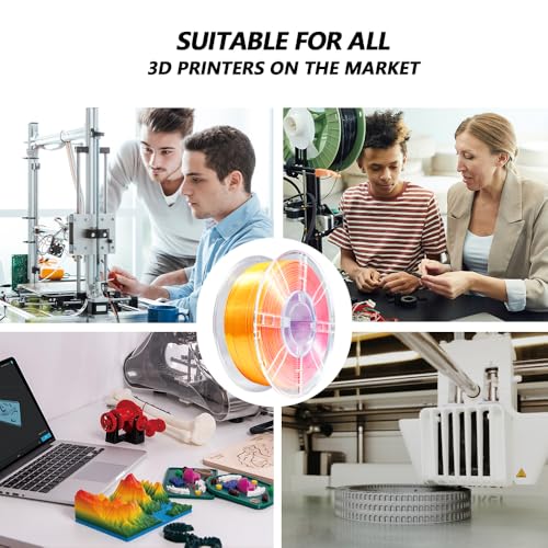 Image of iBOSS Silk Tri Color PLA Plus 3D Printer Filament, Tri-Color Coextrusion Silk PLA+ Filament 1.75mm + /- 0.02mm, 1kg /2.2lbs 3D Filament Fit Most FDM 3D Printers (Silk Green Orange Gold)