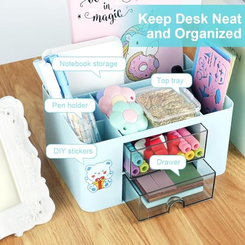 OFFCUP Desk Organiser with Drawer, Plastic Table Organiser - Image 4