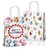 JOYGATHER 24 Pcs Robot Party Favors Bags with Handles, Robot Goodie Gift Candy Kraft Paper Bags with 2 Different Types for Birthday Party Supplies Baby Shower Decorations
