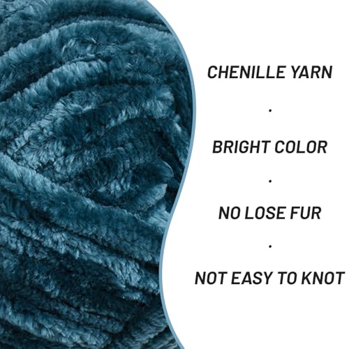 Image of Fuzzy Chunky Chenille Yarn for Crocheting,Soft Plush Yarns for Hand Knitting,Bulky 100 g(49.2 yd) Baby Blanket Yarn for Crocheting Amigurumi,Crochet Fluffy Velvet Yarns (Sapphire Blue)