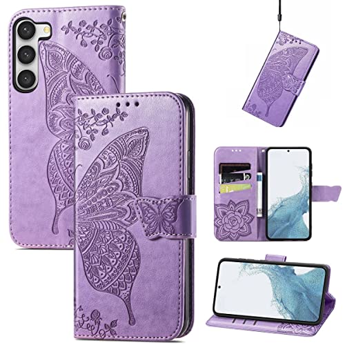 Étui Galaxy S23 König Design en simili cuir lavande avec fente carte
