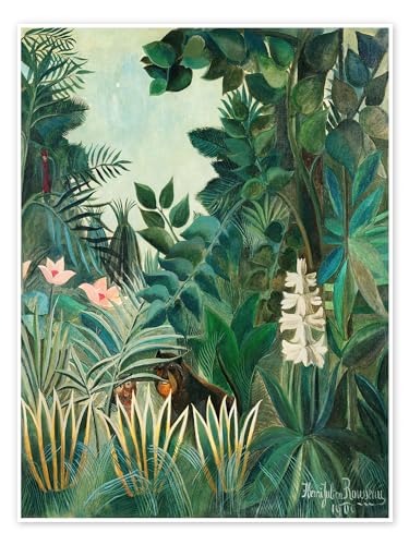 The Equatorial Jungle (detail) Poster de Henri Rousseau 50 x 70 cm Vert Tableaux Décoration murale