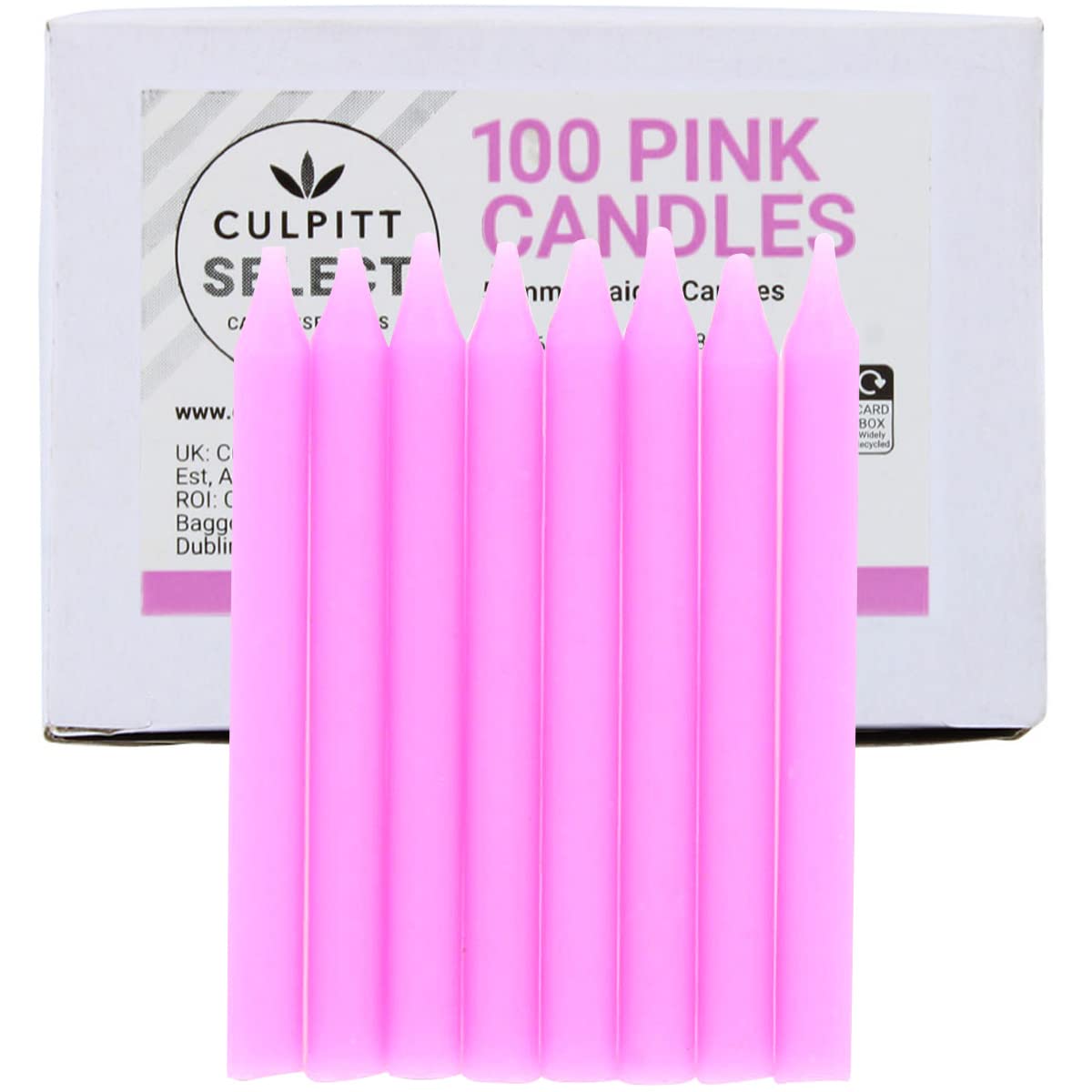 Culpitt Girls Pink Select Birthday Candles, Pack Of 100, 51Mm Bright Celebration Cake Candles For Party, Birthday, Treats