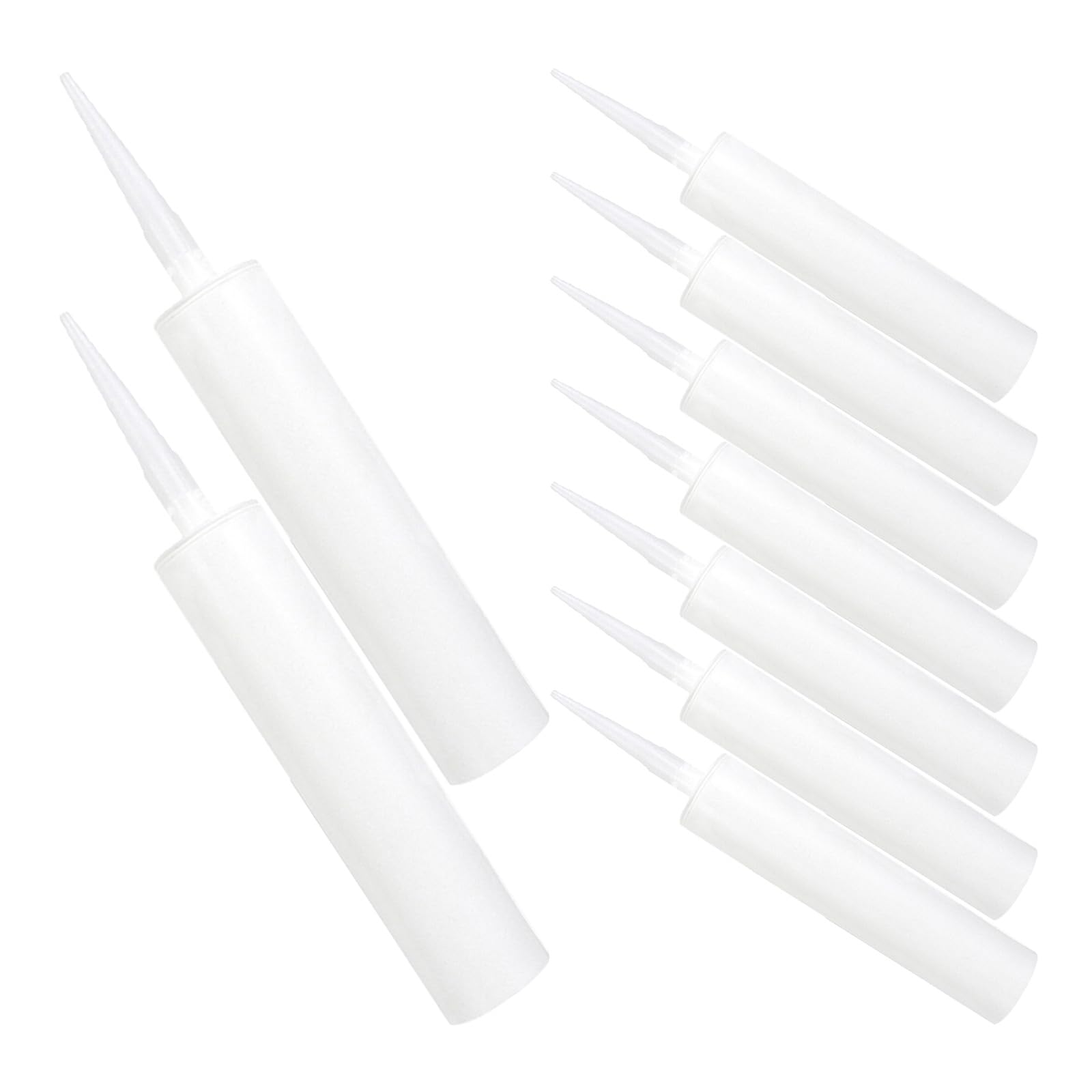 Tubo de Sellador de Calafateo Vacío 300ml, 9 Piezas Reutilizable | Punta Afilada para Dosificación Precisa, Plástico Blanco, Uso en Relleno de Adhesivo para Vidrio E Industria