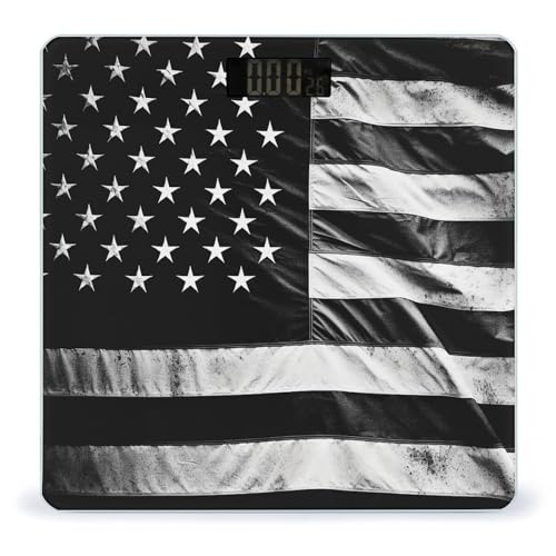Báscula Digital de Baño con Bandera Americana Blanco y Negro miniatura 1