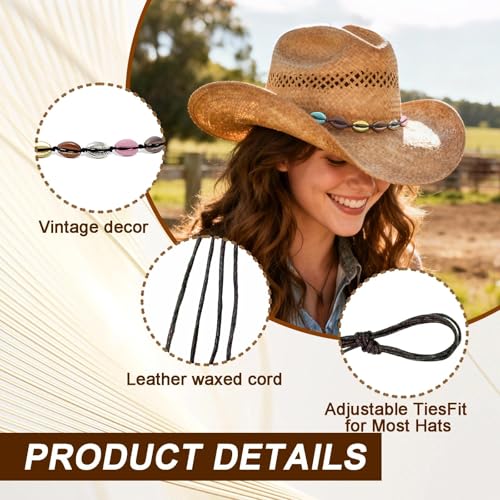 Image of Cowboy Hat Bands for Men Women, Leather Hatbands Belt for Cowboy /Western /Fedora /Cowgirl Hats