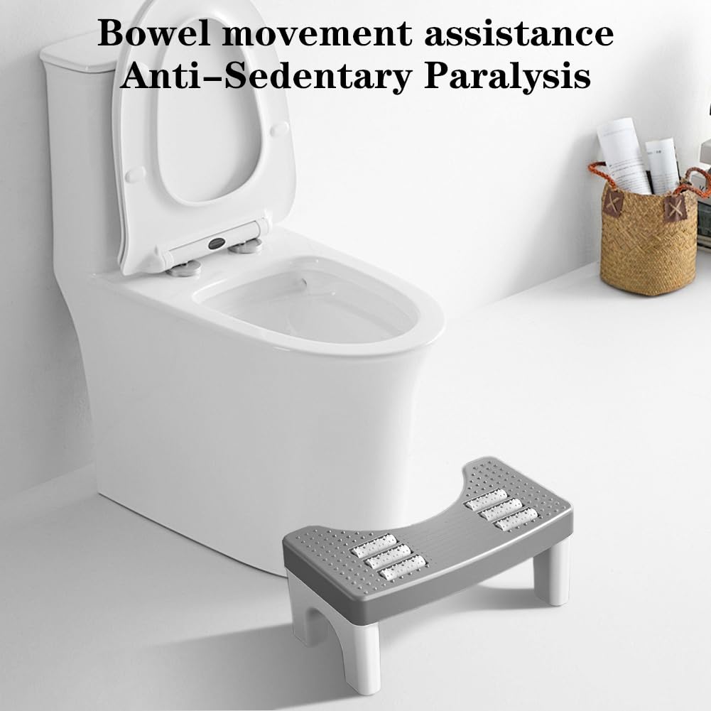 Toilettenhocker Ergonomie Toilettenhocker Erwachsene rutschfest Wissenschaftliche Darmberuhigende Höhe Verhindert Hämorrhoiden,Verstopfung, Blähungen usw. (Grau)