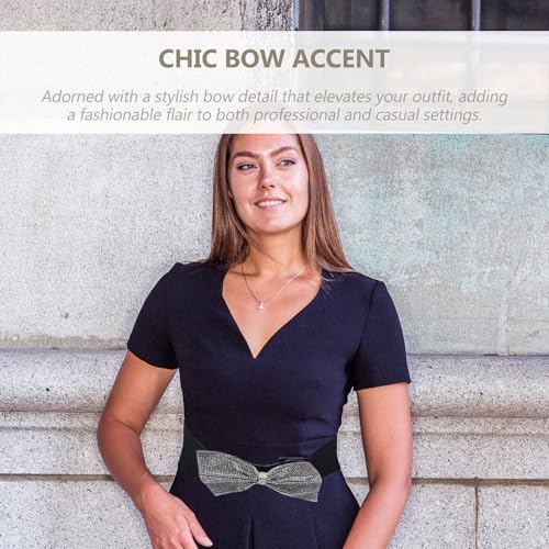 Lurrose Ladies Wide Elastic Waist Belt With Rhinestone Bowknot Vintage Stretchy Wide Bow Waistband Cinch Belts for Dresses Skirts And Pants3