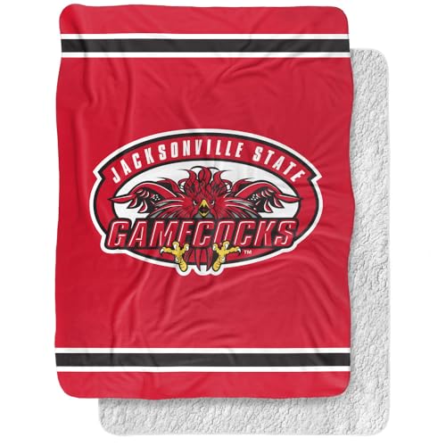Jacksonville State Blanket, 60"x80" Primary Logo, Sherpa Super Soft Throw