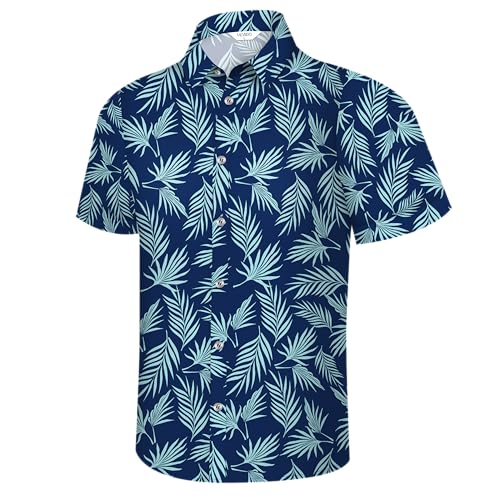 Image of Hawaiian Shirt for Men Tropical Shirts Summer Beach Button Down Short Sleeve Luau Aloha Floral Cruise Vacation Outfit 2026
