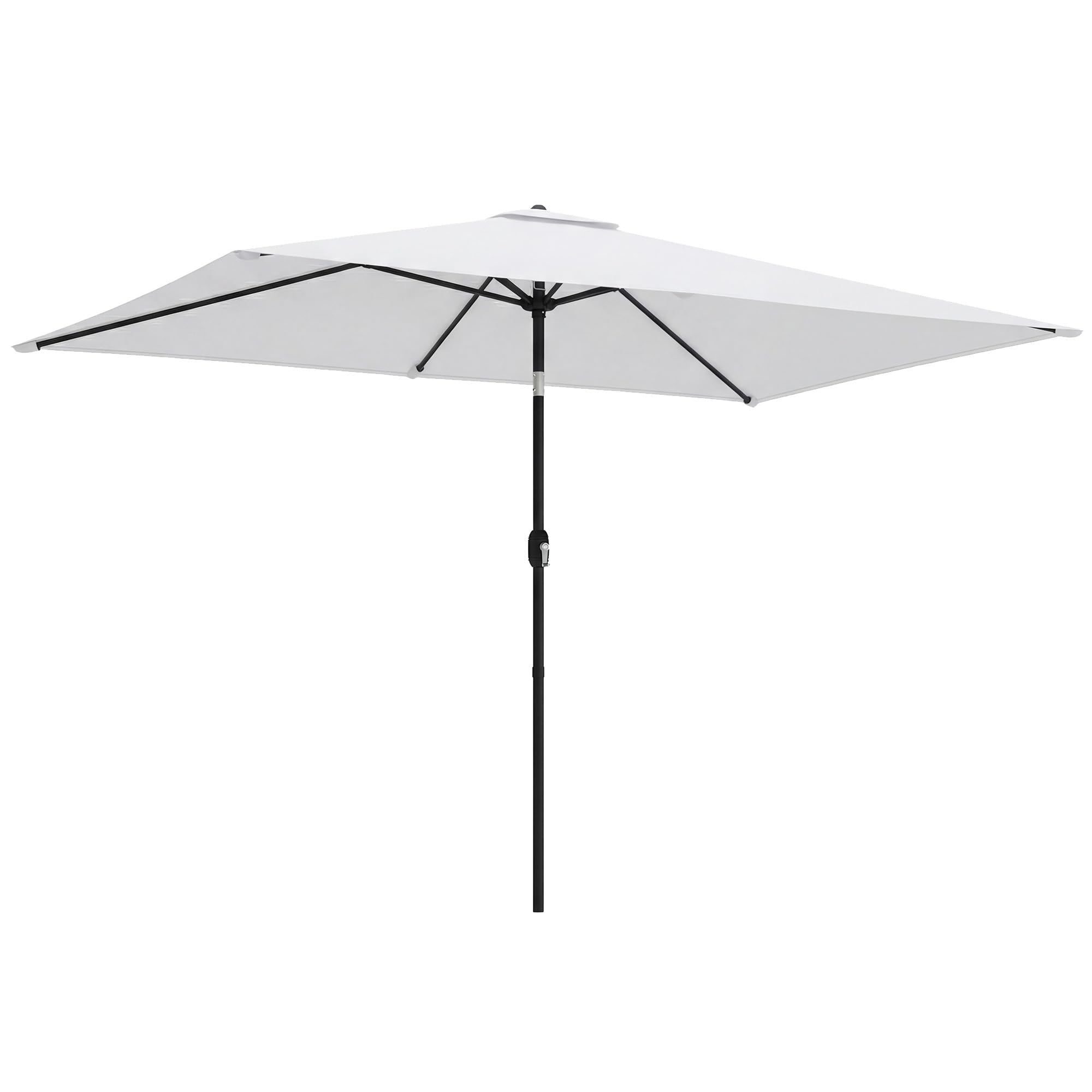 Outsunny 3x2m Garden Parasol, Parasol Umbrella with Crank Handle, Tilt Function, Polyester Canopy, Outdoor Table Umbrella for Patio, Garden, Cream White