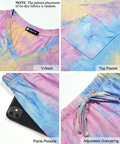 Image of RUBZOOF Women's Short Sleeve Pajama Sets with Pockets Casual V Neck 2 Piece Lounge Sets S-3XL