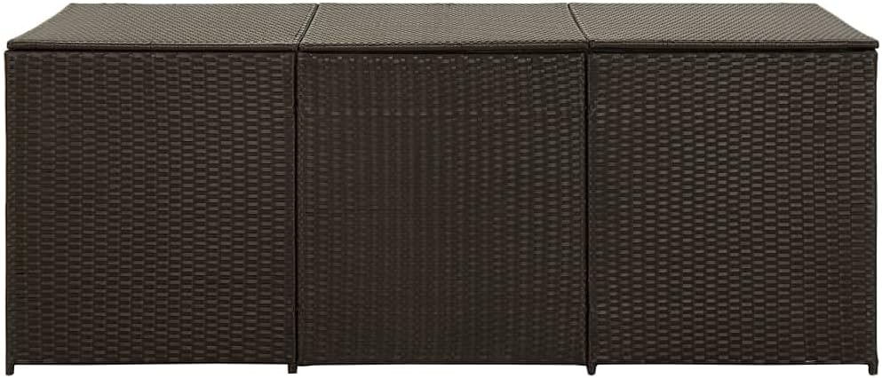 Patio Storage Box Deck Storage Box Outdoor Storage Box Indoor Wicker Storage Bin for Patio Furniture Cushions, Pillows, Garden Tools, Poly Rattan Brown, 70.8"x35.4"x29.5" -AA