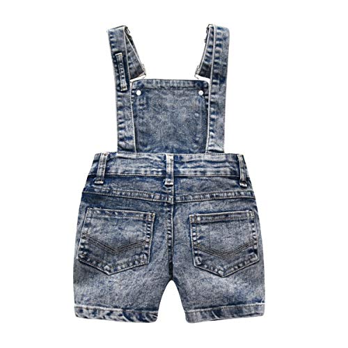 Image of KIDSCOOL SPACE Baby Little Girl Jean Overalls,Big Ripped Denim Shortall