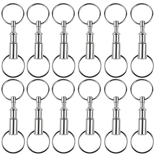 BlueXP 12 Pièces Porte Clé Attache Rapide Porte-Clés à Double Anneau Amovible pour Femme et Enfant Homme Bureau Porte-clés Accessoire Cover