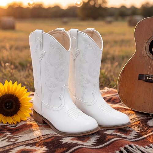 Image of Motasha Girls Cowgirl Boots Unisex-Child Mid Calf Glitter Toddler Cowboy Boot Little Big Kids Western Riding Shoes