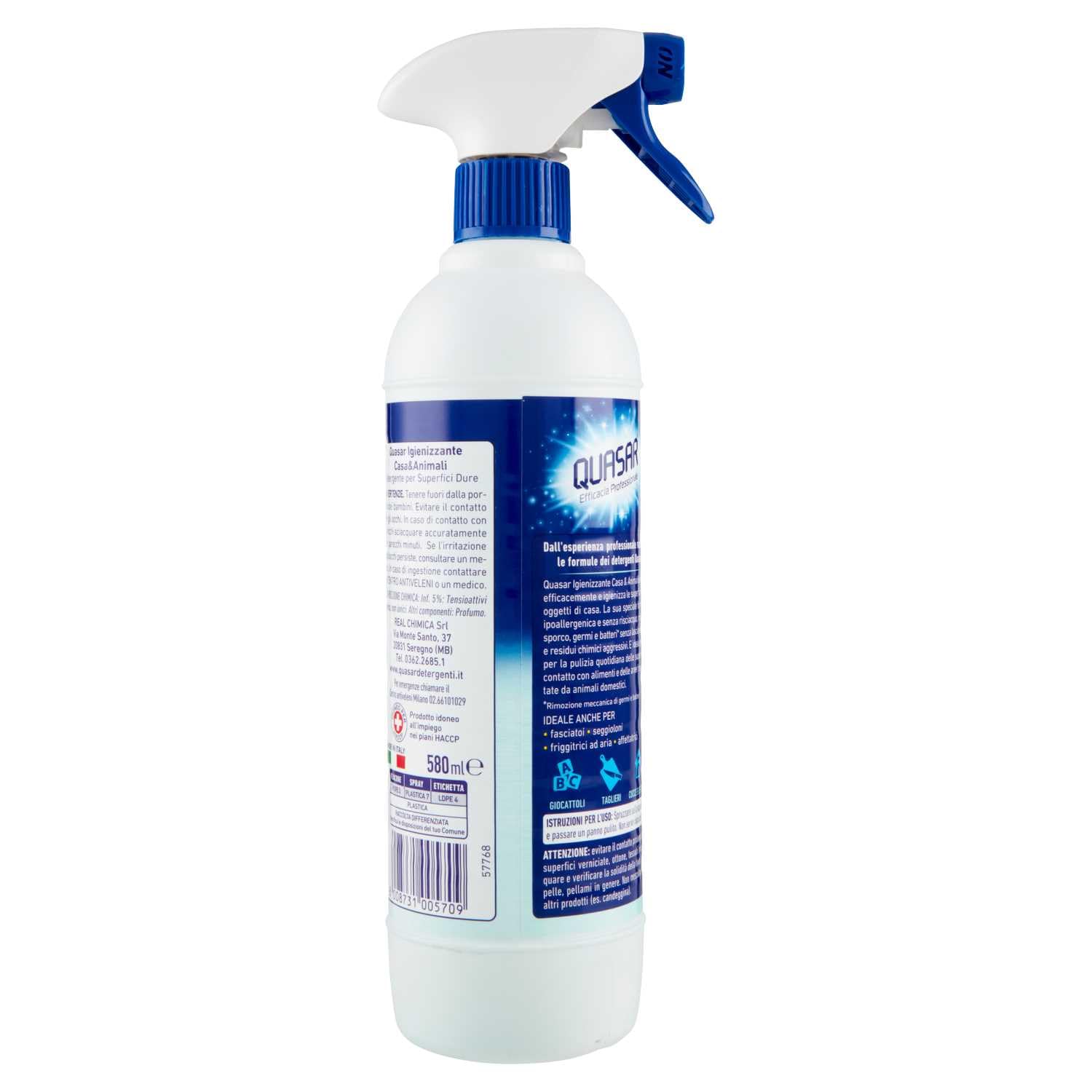 Quasar Igiene Casa e Animali - Limpiador en aerosol higiénico, para el hogar y los animales, 580 ml + llavero Beni Culinari gratuito