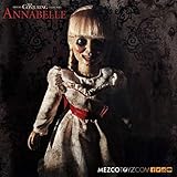 From her sinister grin to the malevolent gleam in her dead eyes, no detail has been overlooked. Mezco's award-winning design team has captured every nuance of Annabelle's frightening visage. Mezco's Annabelle doll stands eighteen inches tall and features rotocast head, hands, and feet. Her torso, legs, and arms are screen-accurate plush. With her film matched clothing and rooted hair you will swear she stepped right out of the silver screen!