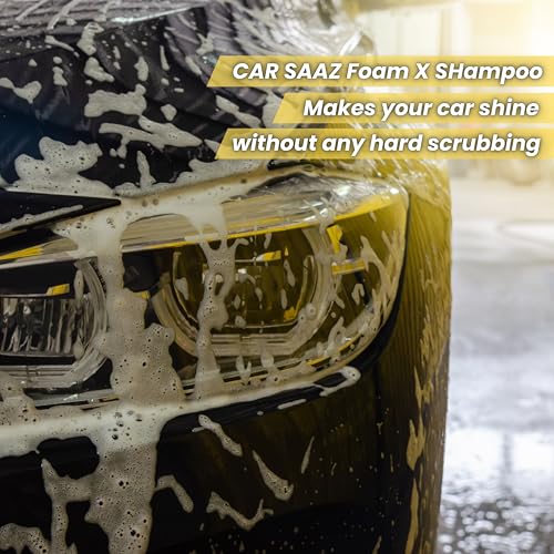 Image of CAR SAAZ Foam X Car & Bike Wash Shampoo 1 Ltr | Premium High-Foaming Shampoo | Snow Foam Wash for Ultimate Clean & Shine | pH Neutral, Thick Suds, Highly Effective (1000 ml)