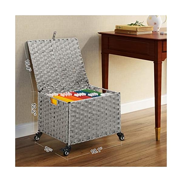 Greenstell File Cabinet with 20 Hanging Filing Folders, Mobile File Cabinet for Home Office, Decorative Organize, Under Desk Rolling Office File Cabinet for Legal Letter Size, Easy to Assemble Grey - Image 6