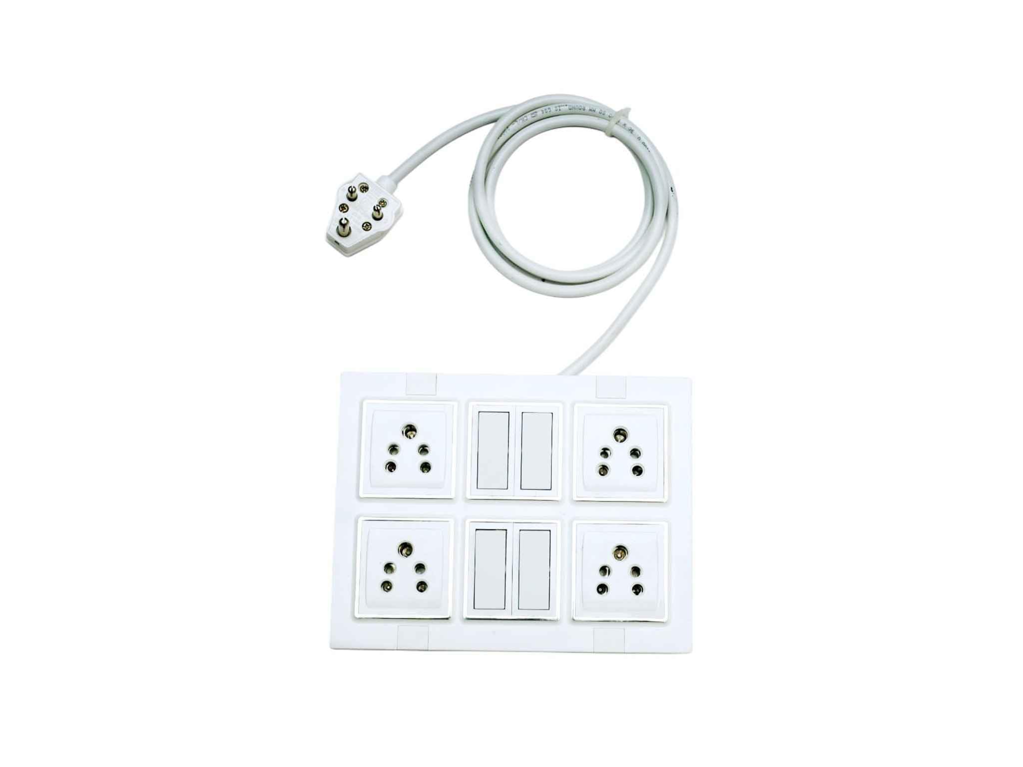 KRIJAS 4 Socket 4 Switch Extension Board with Power Cable Wire Plug Electric Extension Box for Home, Office, Appliances Tar Shockproof Power Board with Sockets | 3-Pin top | 2 Meter Wire-image-37