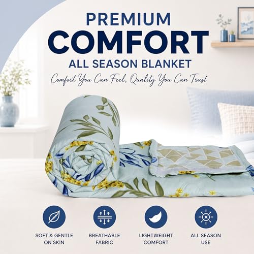 Image of DECORUM Cloud Cotton Double Bed Comforter 90x90 Inch 250 GSM | Ultrasonic Quilted AC Blanket | Lightweight All Season Microfiber Quilt | Ultra Soft & Warm Bedding