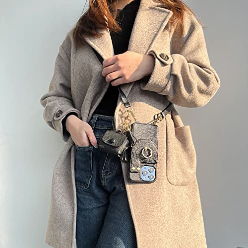 Anstop Crossbody Phone Case For Iphone 14 Pro Max, 6.7 Inch - Wallet Case Iphone Case With Rfid Blocking Card Holder Crossbody Strap For Women, With Pu Leather Cute Protective For Airpods Pro Case #TOP6