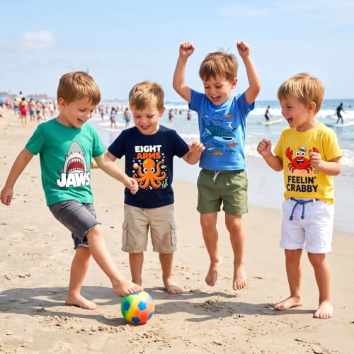 Image of DEEKEY Toddler Boys Shirts Short-Sleeve Little Kids t Shirts Boys' Tops, Tees & Shirts Graphic TEE Age for 2-7 Years 4-Pack