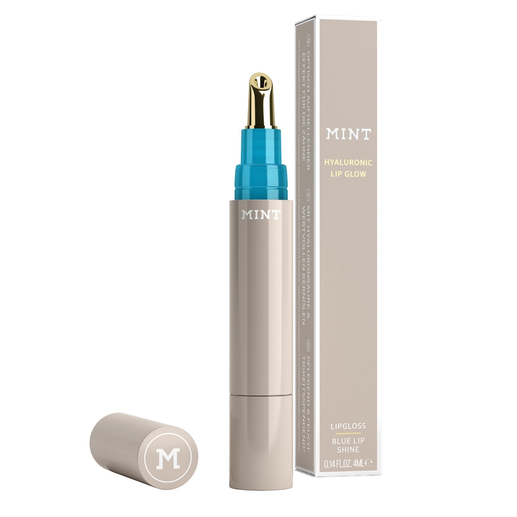 MINT Blue Lip Shine Hyaluronic Lip Glow - Whitening-Effekt Lip Gloss - wertvolle Öle - mit Blaupigmenten angereichert für strahlende Zähne Vegan - by Dr. Mintcheva