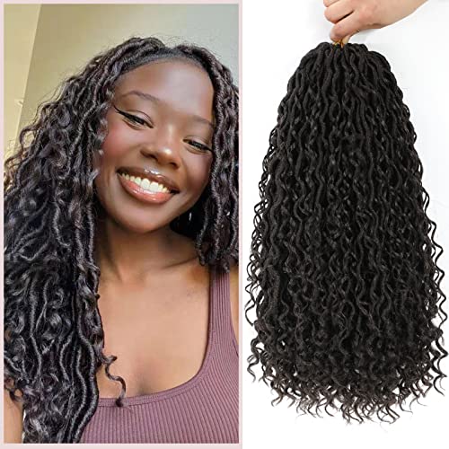 Image of 8 Packs Curly Faux Locs Crochet Hair 22 Inch Goddess Locs Crochet Hair