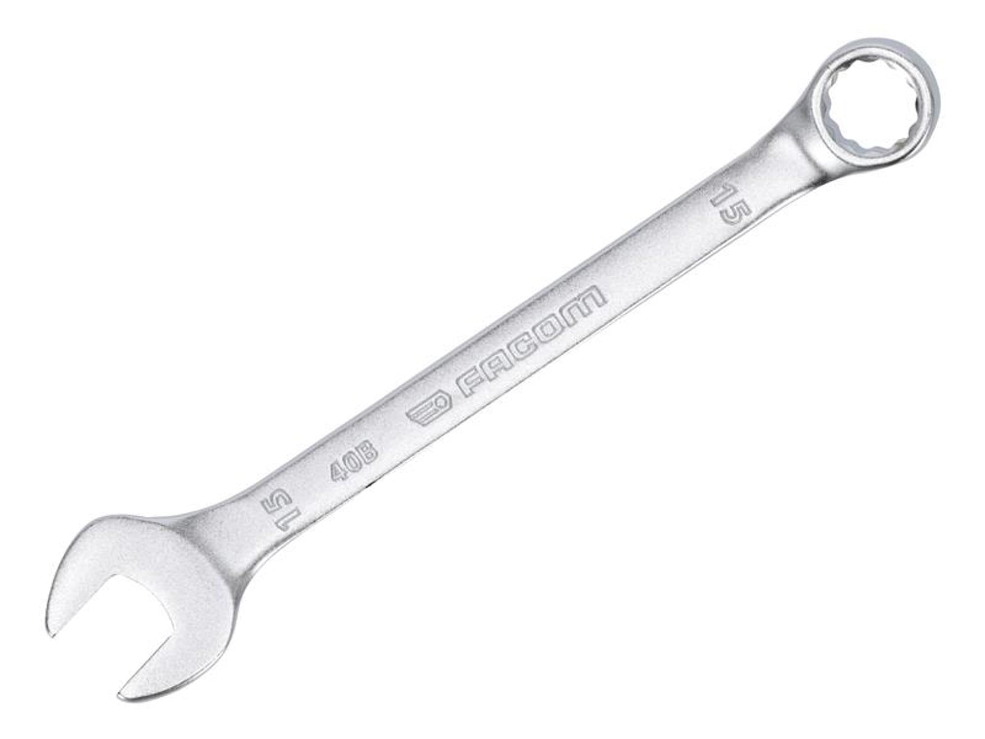 Facom 40B.15 15Mm Slim Metric Combination Spanner - 12-Point Ogv, 15° Offset