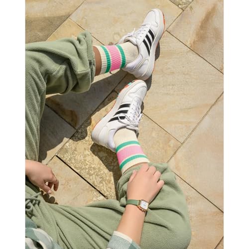 Funny Novelty Striped Crew Socks for Women Sporty Mid Calf Casual Cotton Retro Tube Socks3