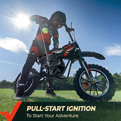 Image of FRP FX40-Ogemaw Dirt Bike, 40CC 4-Stroke Gas Powered Mini Dirt Bike with Goggles /Neck Gaiter /Gloves, 20 MPH Max Speed, Dual Disc Brakes, 132 LBS Capacity - Red
