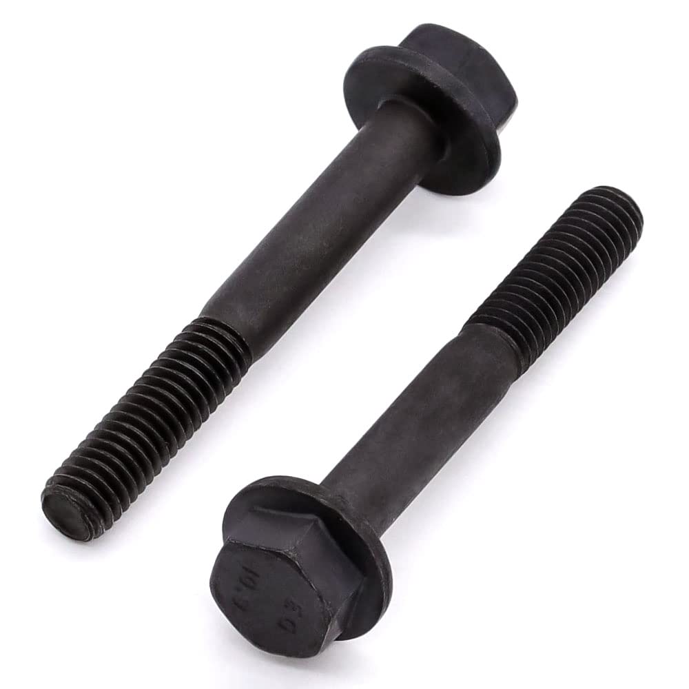 Glvaner M12-1.75 x 100mm (4 pcs) Alloy Steel Flanged Washer Head Hex Bolts, Extra-Large Washer Head, 10.9 Grade Black Oxide Finish GB5789 Partial Thread