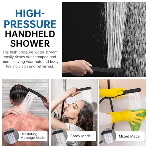 G-Promise All Metal 12\" Dual Shower Head Combo | Rain Shower Head | Handheld Shower Wand | Adjustable Extension Arm | Smooth 3-Way Diverter | 71\" Extra Long Hose - A Bathroom Upgrade (Matte Black)