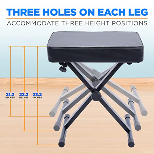 image for Pyle Adjustable Padded Keyboard Bench - X-Style Bench with Three Holes