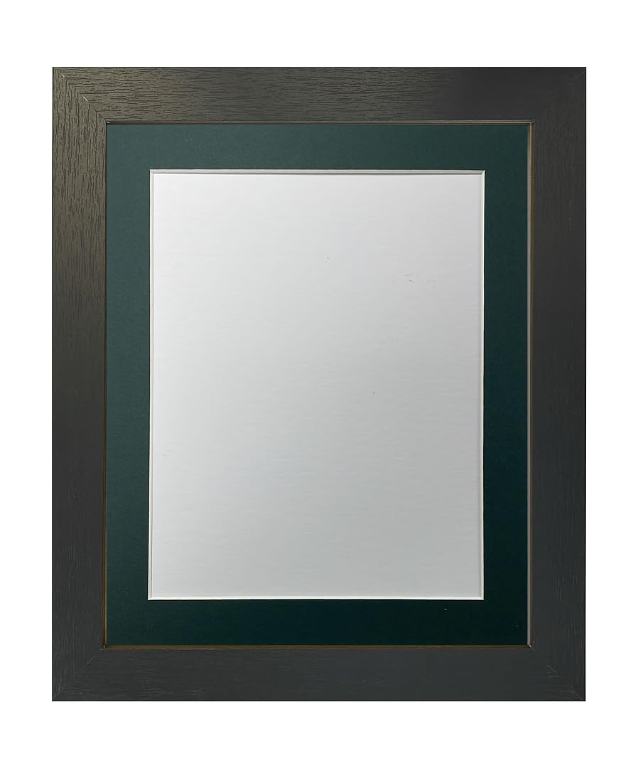 FRAMES BY POST Studio Black Ash Picture Photo Frame with Dark Green Mount A3 for Image Size A4