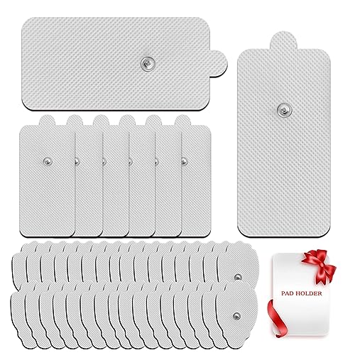 Image of TENS Unit Replacement Pads 4X8 inch, 40 Pcs Premium Quality Snap Replacement Electrodes for TENS and EMS Muscle Stimulator, Using 3.5mm Snap Connector