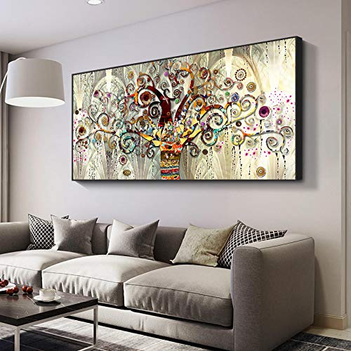Beroemde grote canvas muurkunst levensboom door Gustav Klimt canvas schilderij posters en prints abstracte kunstfoto's 60 x 120 cm (23 x 47 inch) zonder lijst - Afbeelding 3