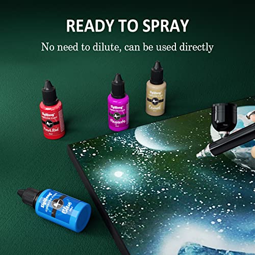 Airbrush-Paint-Set-24-Colors-Airbrush-Paint-with-2-Airbrush-Cleaner-Ready-to-Spray-Water-Based-Acrylic-Airbrush-Paint-Kit-for-Metal-Plastic-Models-Leather-20mlBottle-Opaque-Neon-Pearl-Colors