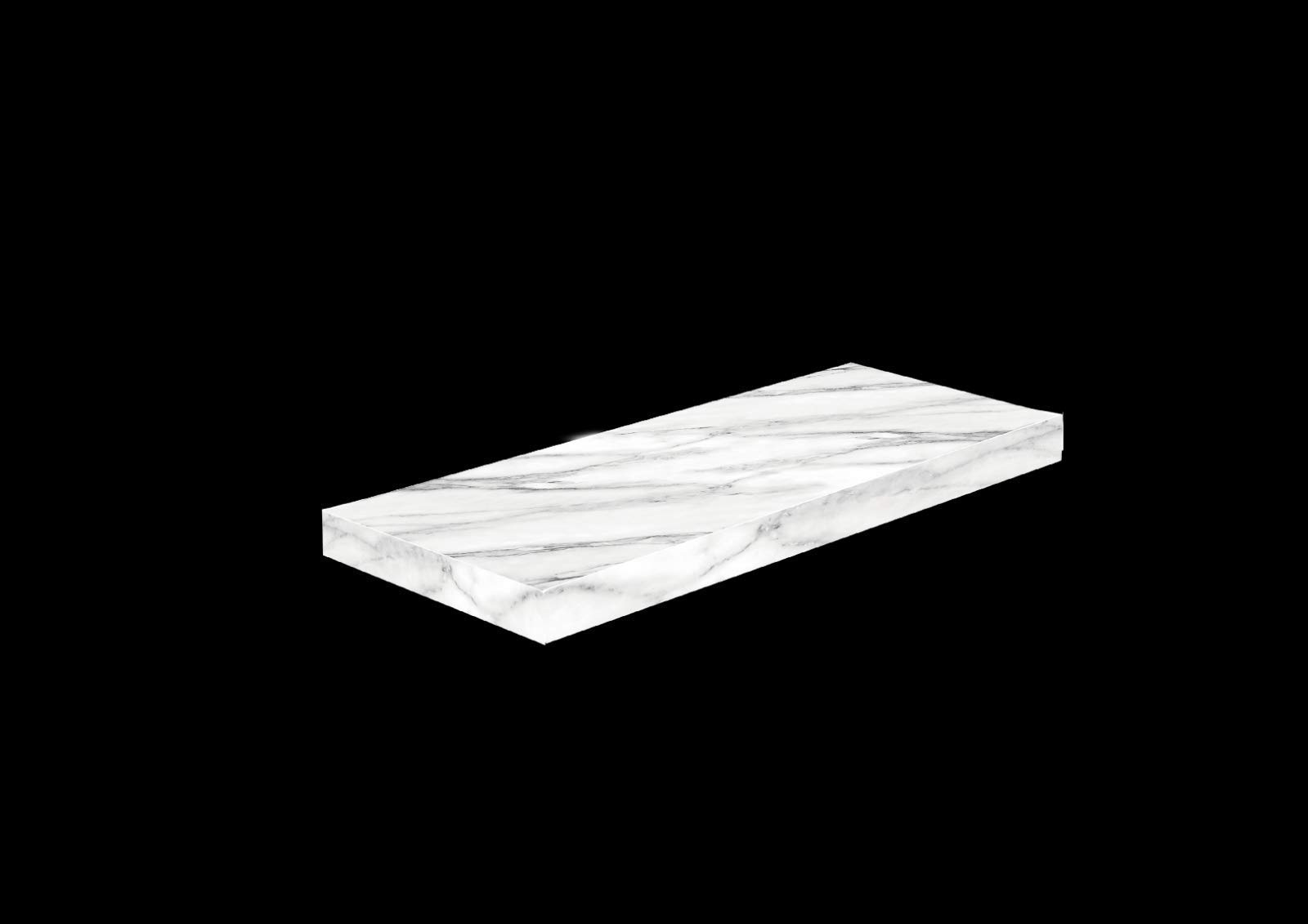 Optimal Products WHITE MARBLE GLOSS FLOATING SHELF SHELVES DISPLAY UNIT WALL MOUNTED BOOKCASE (Large 90cm)