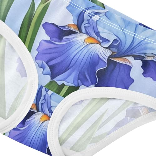 Toddler Underwear Custom 2t Cotton Panties for Girl Durable Briefs Girls Undies Blue Iris Flowers Green Leaves4