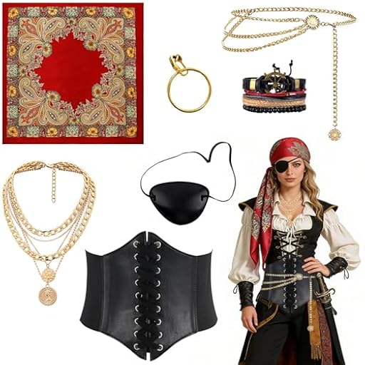 MINGJAY Accesorios para Disfraces de Piratas,Juego de Accesorios,Accesorios Pirata Mujer,Traje De Pirata,Bufanda de Cabeza Piratas,Disfraz Piratae Mujer,Para Carnaval,Mardi Gras,Fiesta Temática | Ya disponible en tu tienda friki favorita! En mundofriki.es! MINGJAY Accesorios para Disfraces de Piratas,Juego de Accesorios,Accesorios Pirata Mujer,Traje De Pirata,Bufanda de Cabeza Piratas,Disfraz Piratae Mujer,Para Carnaval,Mardi Gras,Fiesta Temática | Ya disponible en tu tienda friki favorita! En mundofriki.es!