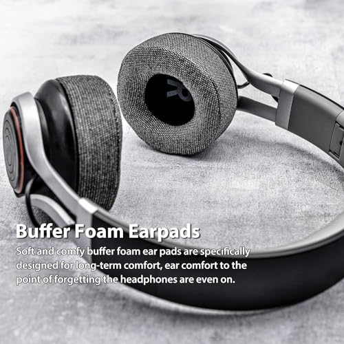 Almohadillas de reemplazo TRANSTEK para Jabra REVO Wireless/Wired en tela gris con espuma viscoelástica más gruesa miniatura 7