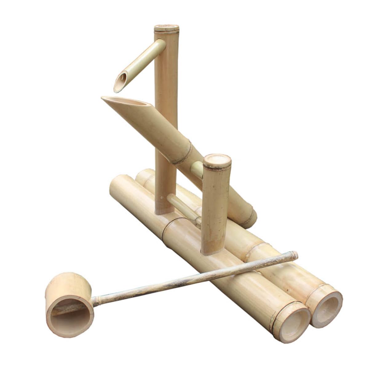 asdchZen Natural Bamboo Fountain Kit, Outdoor Water Fountain With Universal Pump, Japanese Feng Shui Fountain Garden Courtyard Decoration, Handmade
