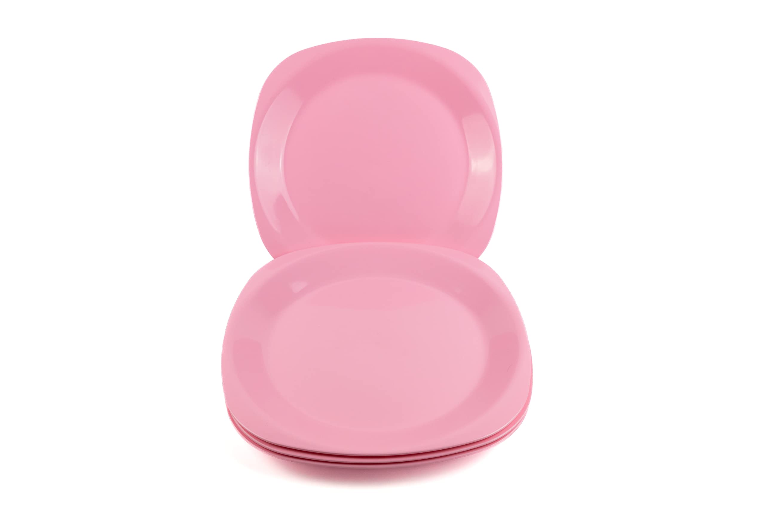 Buzztrove Unbreakable Kids Plates | S/M/L Reusable Party Plates for Outdoor Picnics, Colorful Pink (19.5 x 19.5cm)